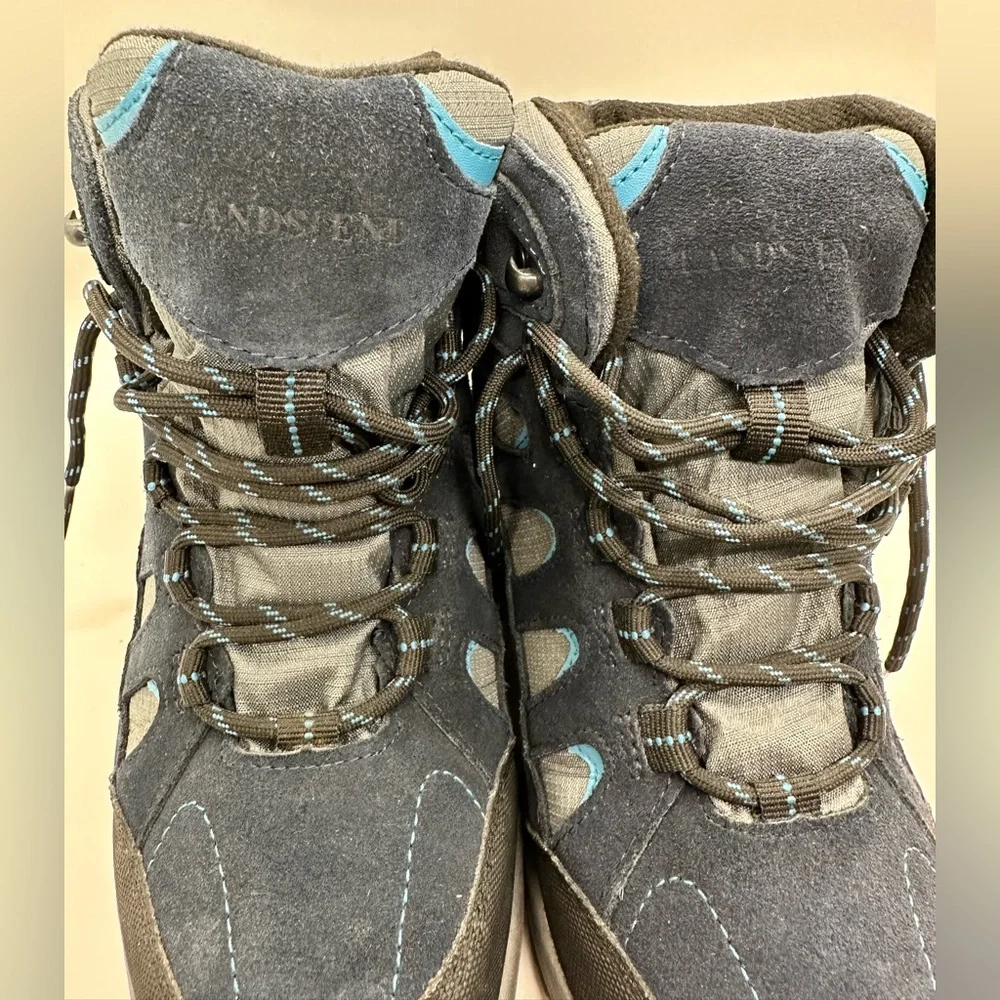 Lands End, Suede and Canvas‎ lace up blue hiking boots 7B EUC